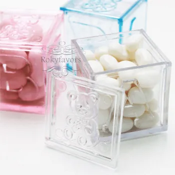 

30PCS Plastic AB Bear Block Favor Boxes Baby Shower Baby AB Block Boxes Baptism Party Favors Kid Birthday Sweet Package Ideas