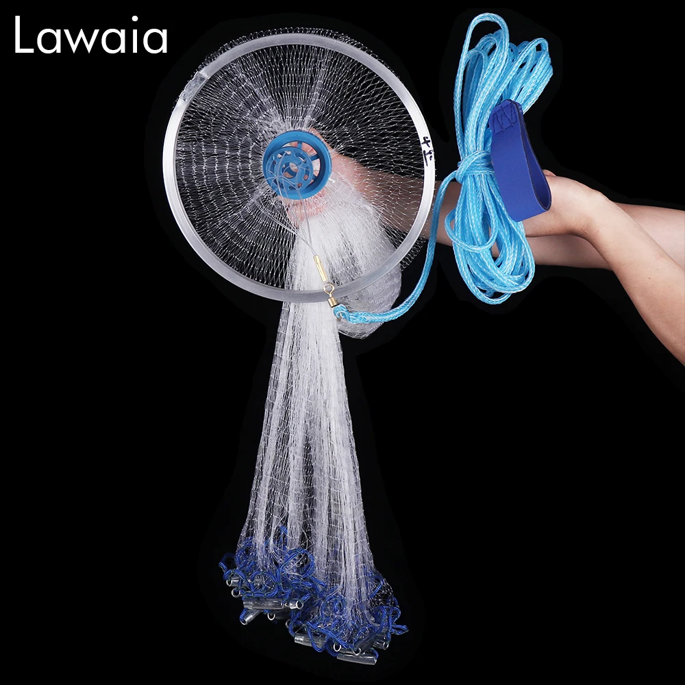 

Lawaia Small Mesh Casting Nets Diameter 2.4-7.2M American Style Fishing Net with ring Sports Hand Throw Fishing Network Tool