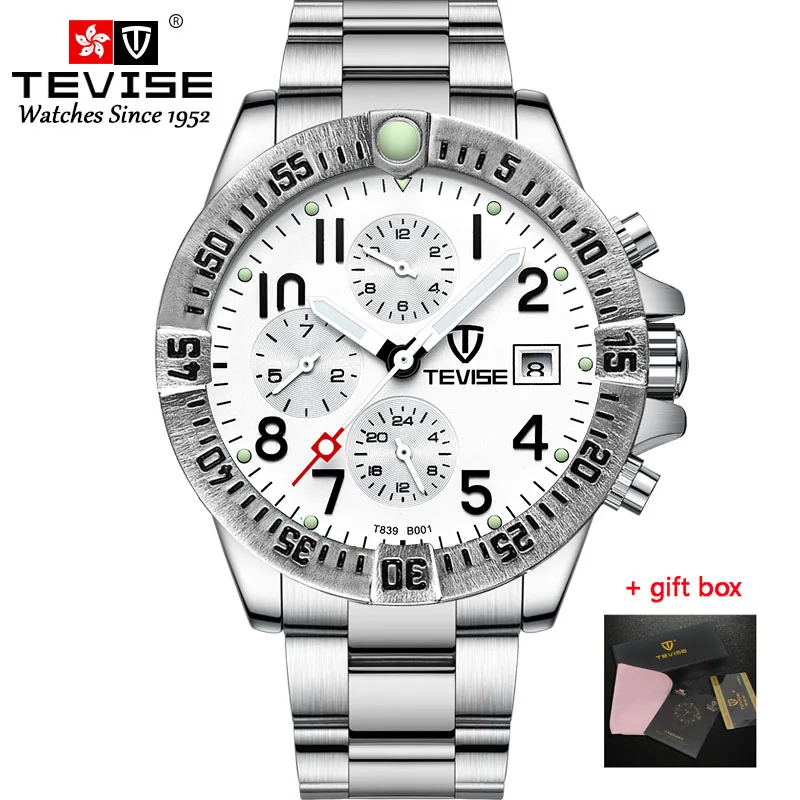 Tevise мужские часы полностью функциональные автоматические механические часы лучший бренд Модные наручные часы для мужчин часы Relogio Masculino - Цвет: white