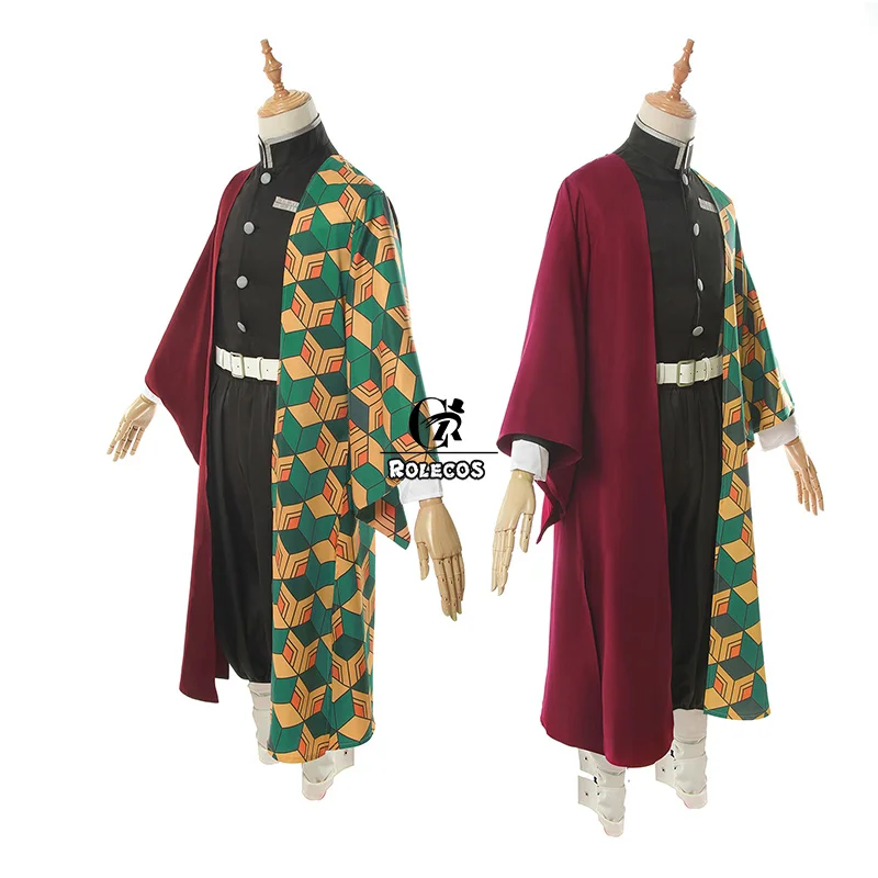 ROLECOS аниме Demon Slayer Косплей Костюм Tomioka Giyuu Kimetsu no Yaiba Косплей Костюм Хэллоуин Мужчины кимоно униформа плащ