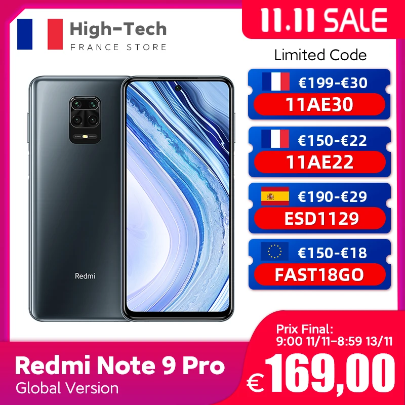 Смартфон Xiaomi Redmi Note 9 Pro 6 + 128 ГБ Snapdragon 67 5020 мА ч NFC | Мобильные телефоны и аксессуары