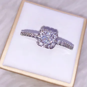 

European And American High-grade Round Full Diamond Zircon Ring Elegant Temperament Ladies Wedding Ring Delicate Romantic Gift