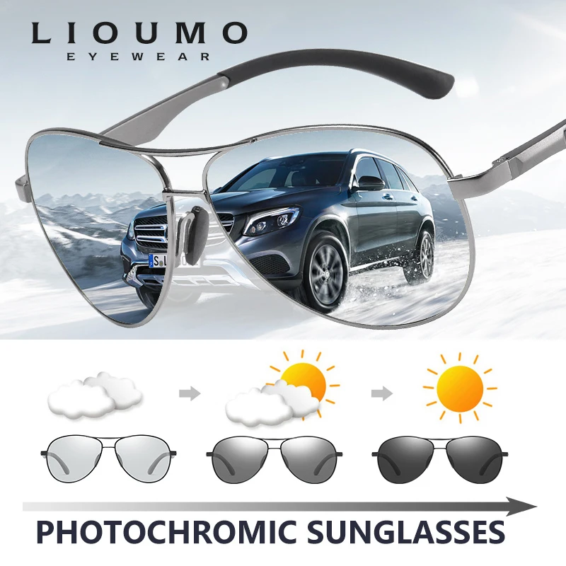 Classic Brand Design Pilot Photochromic Sunglasses Men Polarized Safety Driving Sun Glasses Women Anti Glare gafas de sol hombre