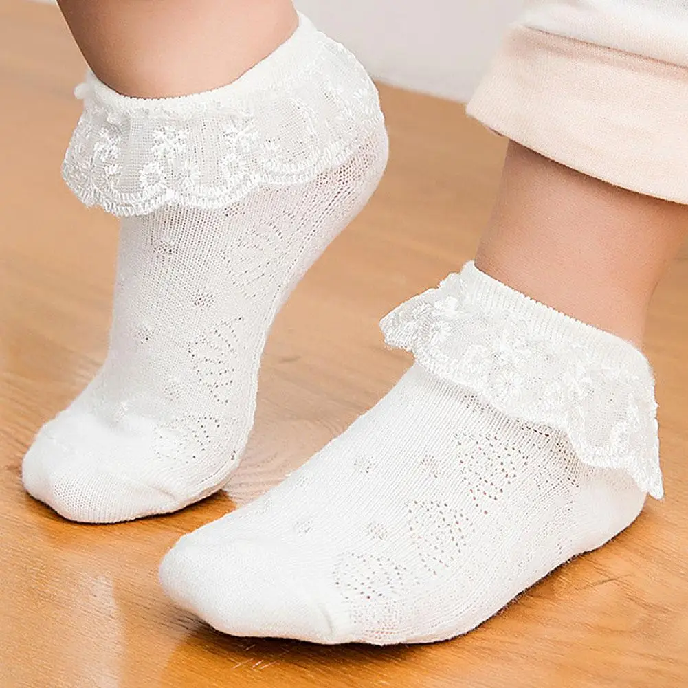Милые кружевные дышащие хлопковые носки принцессы ярких цветов для маленьких девочек носки для малышей кружевные дизайнерские носки