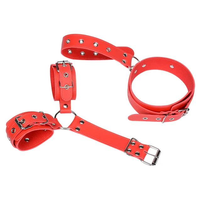 New SM PU Leather Handcuff BDSM Bondage Cuff Slave Adult Game Neck collar Erotic Sex Toy