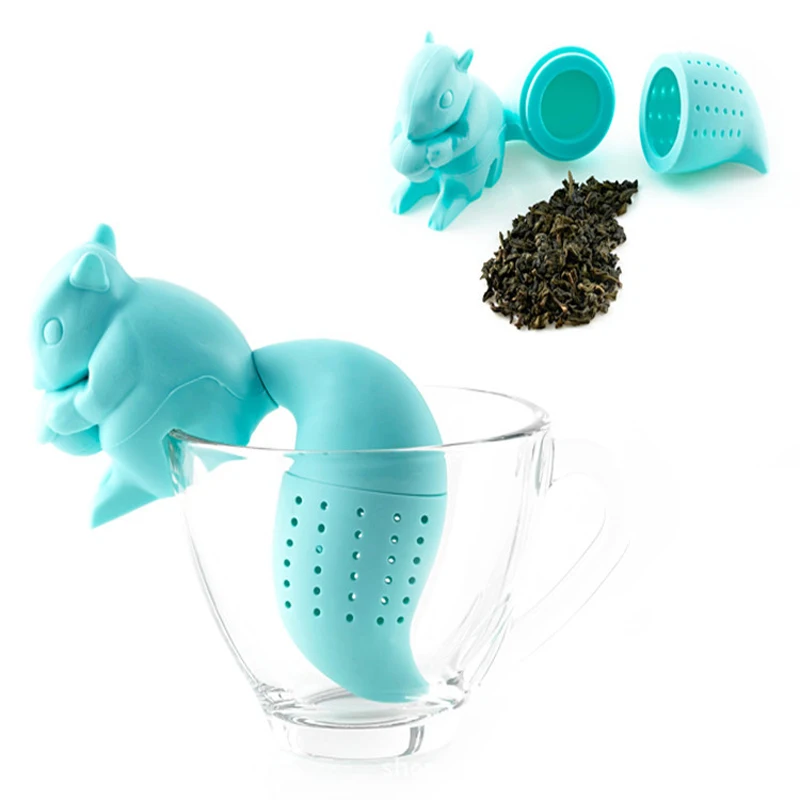 1pc Creative Lazy Squirrel Tail Food Grade Silicone Tea Filter Strainers Tea Accessories Daily Necessities,Safe, Convenient