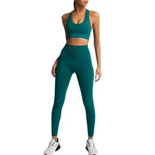 2 pçs das mulheres conjuntos de yoga leggings + sutiãs esportivos elásticos cor sólida roupas de ginástica roupas de ginástica para a mulher