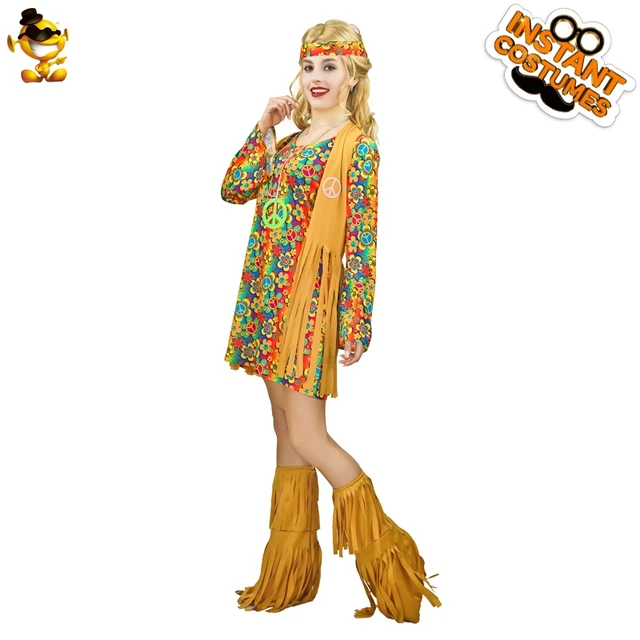Purim Costume for Women Hippie Dress Costume Fancy Dress Flower 60's70's  Hippie Clothes Cosplay Women Holiday's Costumes - AliExpress
