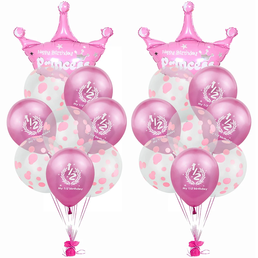 Amawill 1/2 год, голубые латексные воздушные шары на день рождения, 6 месяцев, баннеры на день рождения, украшения для девочек/мальчиков, 7D - Цвет: 28
