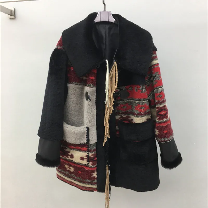 

2020 Double-faced Fur Coat Winter Jacket Women Real Merino Sheep Fur Genuine Leather Warm Streetwear Outerwear