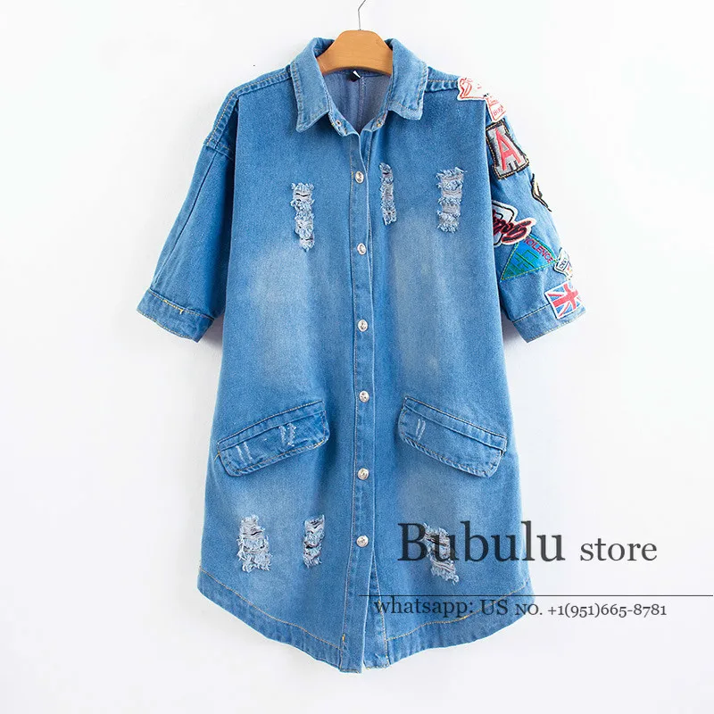 

luxury designer vintage hippie women blouse HIGH END blue Denim short sleeve patches cut out womens tops and blouses shirts S-XL
