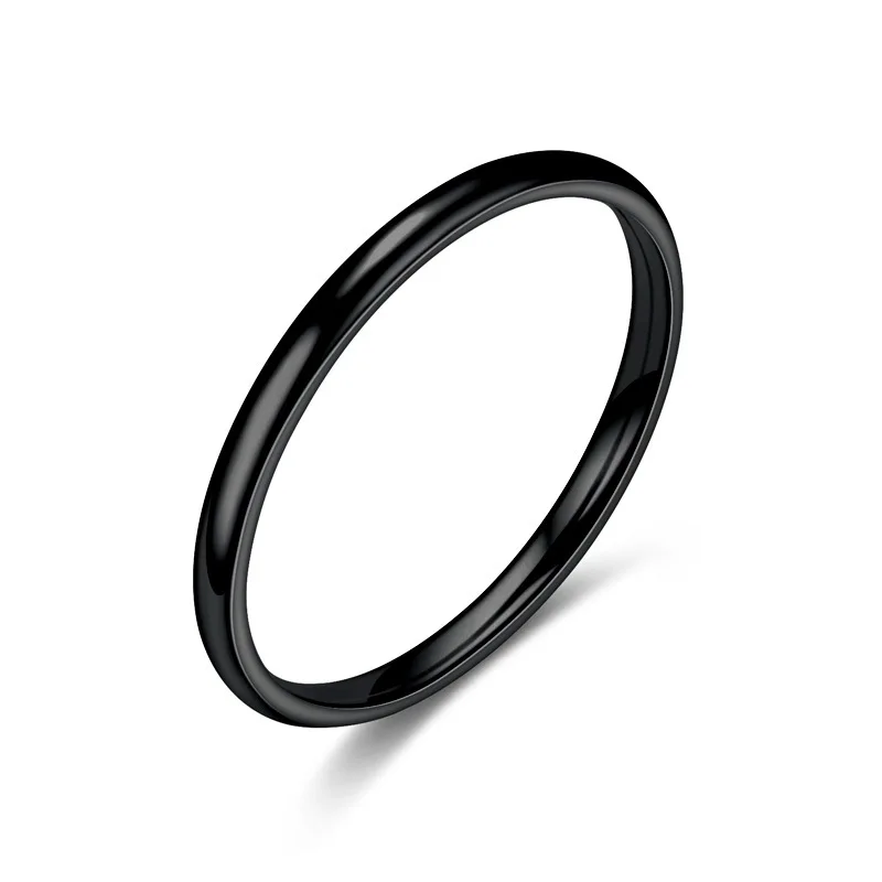 Couple Ring 2MM Thin Titanium Steel For Women And Men
