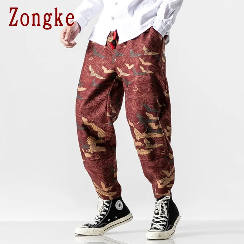Zongke/шаровары в тяжелом весе, мужские брюки для бега, мужские брюки, уличная одежда, спортивные штаны, шаровары, мужские брюки, 5XL,, осень