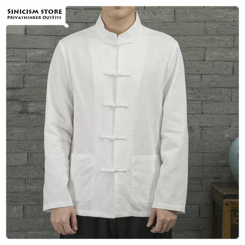 

Sinicism Store Chinese Style Cotton Linen Jacquard Mens Tang Clothes Long Sleeve Men Casual Shirts 5XL Colorful Male Shirts 2019
