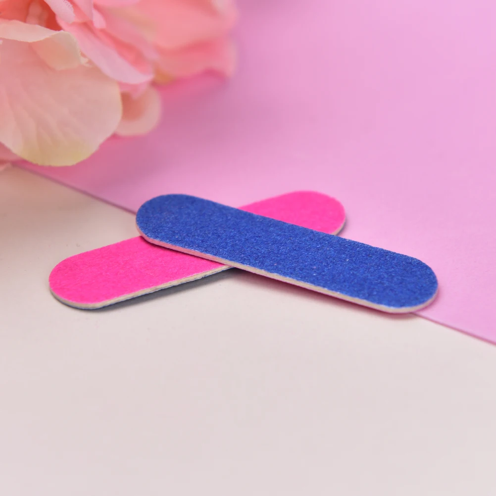 100 Pcs 5cm Disposable Mini Nail Files Artificial Nail Sandpaper Cuticle Remover Buffers Slim Crescent Grit Callus Nail Art Tool