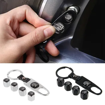 

4PCS Car Wheel Tire Cap With Leather Keychain Cover For Mazda 3 Axela 6 Atenza MX5 CX9 CX5 CX7 323 626 Car Styling Accessories