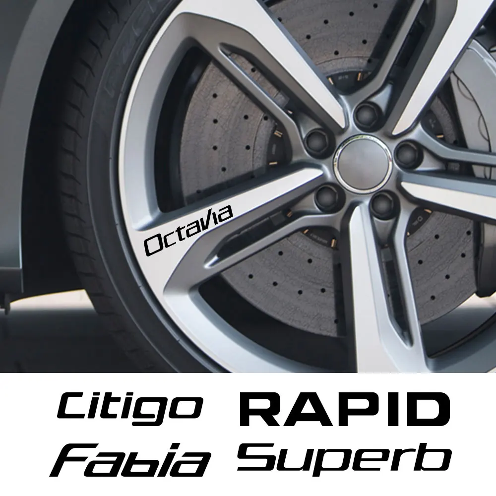 Per Skoda Octavia 3 2 Superb 3 2 Karoq Fabia 2 Kodiaq Rapid Scala Kamiq Citigo Roomster Car Wheel Rim Stickers Accessori Decorativi