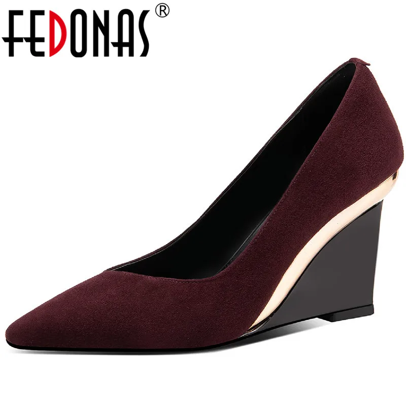 FEDONAS/Элегантные замшевые кожаные туфли для женщин Мелкая лаконичная обувь с