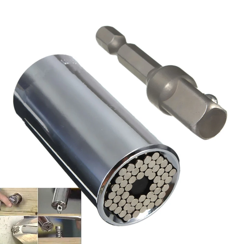 Universal Ratchet Socket 7-19mm Power Drill Adapter Torque Wrench Head Set Sleeve Spanner Key Grip Car Hand Tools |