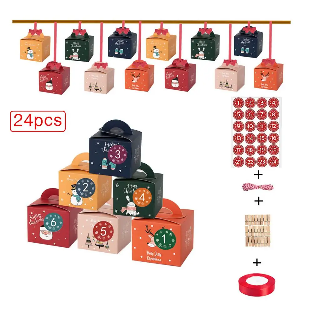 Christmas Advent Calendar Kraft Box Crate Set Square Gift Fruit Candy Storage | Дом и сад