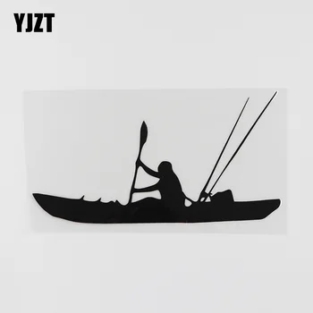 

YJZT 16.3CMX8.6CM Fishing Kayak Fisherman Decal Vinyl Car Sticker Black/Silver 8A-0850