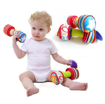 

0-12 months Baby Rattle Plush Dumb bell Practice Hand Development Kid Hand Bell Shape Colorful Style Toy for Newbron Infant Gift