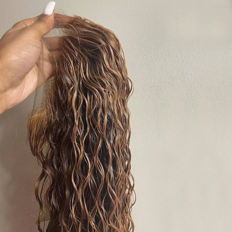 Highlight Lace Front Human Hair Wigs 13x6 180% Density Wig Brazilian Deep Curly Glueless Full Wet and Wavy Curly Human Hair Wig