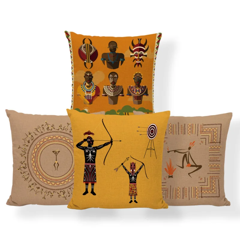 Africa Painting Throw Pillows Art Print African Exotic Decoration Style Sofa Pillowcase Polyester Blend Decorative Cushion Cover