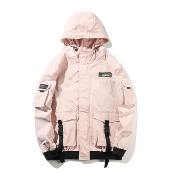 

Women Men's Zipper Open Jacket Men New 2020 Autumn Hip Hop Hooded Jacket Front Pocket Casual Windbreaker Hoodie Streetwear