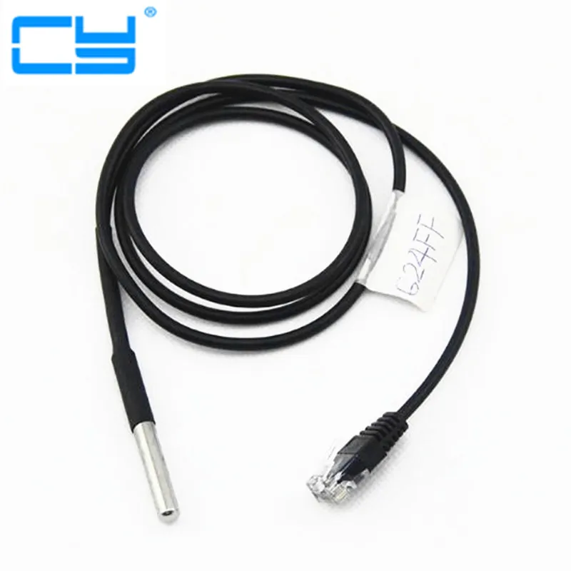 1000pcs 1m temperature sensor data line DS18B20 to RJ12 6P6C data line Molex 3 0mm interface 1