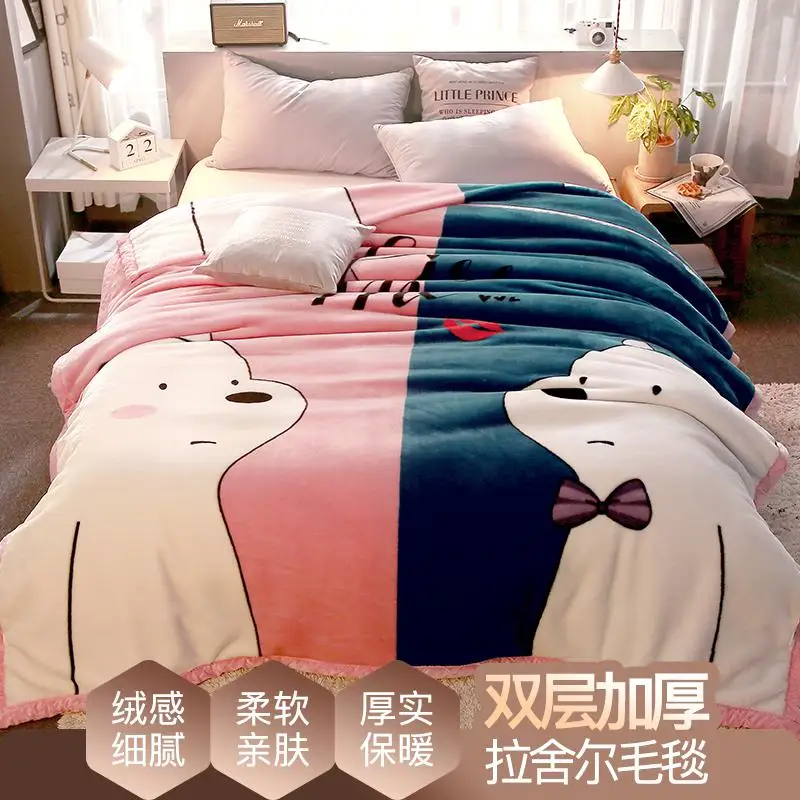 5 кг 2 м* 2,3 м размеры милый мультфильм Стиль одеяло очень теплый зимний Ститч коралловый флис одеяло плед на кровать, диван CF - Цвет: Шоколад