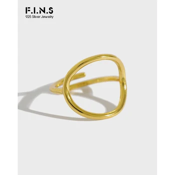 

F.I.N.S Korean 925 Sterling Silver Ring INS Minimalist Geometry Hollow Finger Ring Female Adjustable Gold Silver Rings for Women