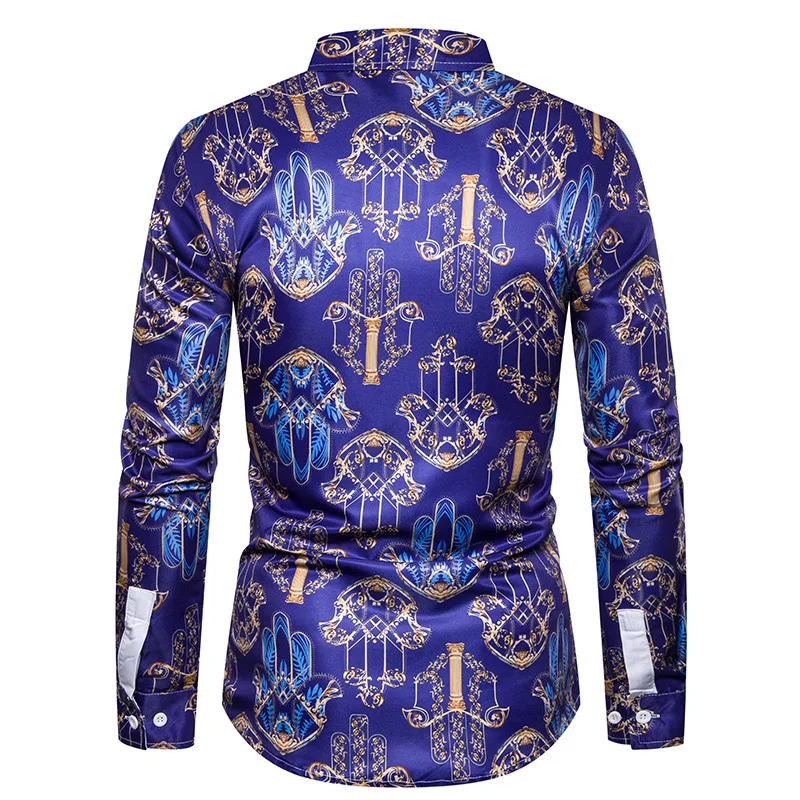 Fashion Luxury Shirt Men Chemise Homme Brand New Mens Casual Button Down Dress Shirts Stage Show Prom Men Baroque Shirt 3XL