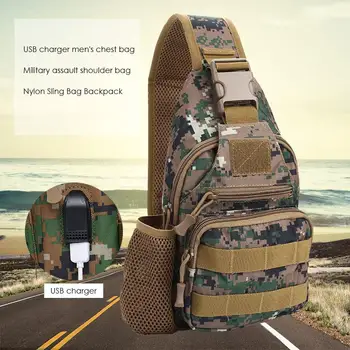 

Military Backpack Unilateral Durable Nylon USB Outdoor Storage Tactics Chest Bag Tourism Money Shoulder Backpack