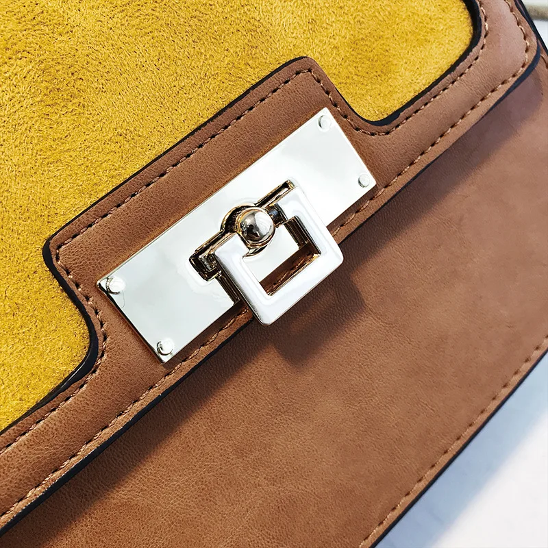 

Korean-style Stereo Qualitative Square Sling Bag Dull Polish Contrast Color Lock Shoulder Oblique Handbag