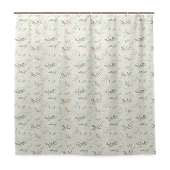

Unique Shower Curtain Blooming Arrangement Foliage Leaves Ornate Style Classic Traditional Design Eco-Friendly with 12 Hooks in