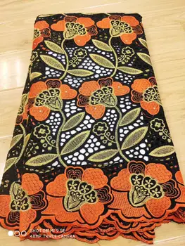 

5 yard Swiss lace fabric 2019 latest heavy beaded embroidery African cotton fabrics Swiss voile lace popular Dubai style