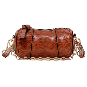 

Women Pure Chain Crossbody Bag Female PU Cylinder Mini Lipstick Shoulder Handbag Youth Ladies Simple Versatile Bag