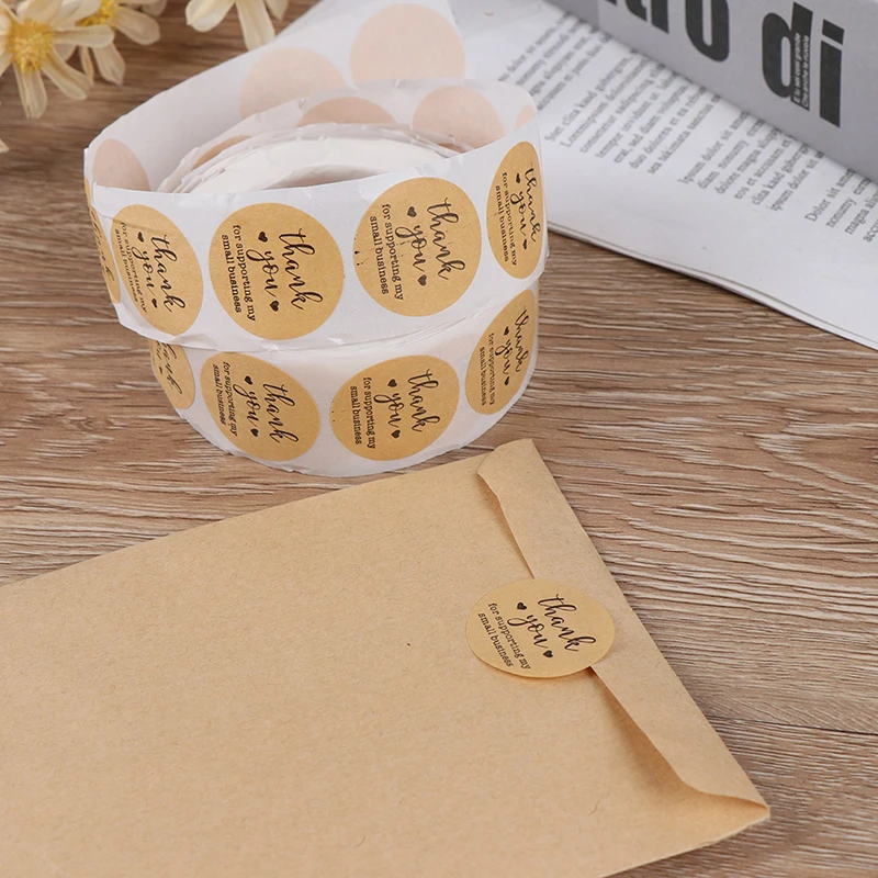 500pcs/roll Round Kraft Paper Thank You label Sticker for Supporting My Small Business Stickers seal Decor Stationery Sticker afbeelding