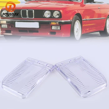 

POSSBAY 1 Pair For BMW E30 1984-1991 Front Bumper Left Right Side Transparent Fog Lamps Lights Lens Cover Mask Car Styling