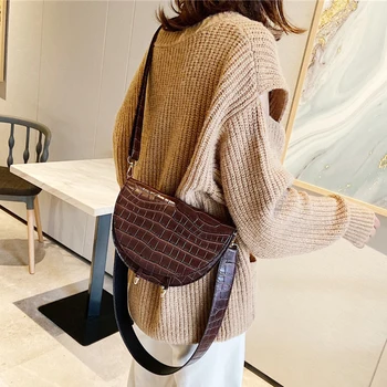 

Mini Crossbody Bags For Women 2019 PU Leather Crocodile Pattern Saddle Bags Luxury Handbag Women Bag Designer Shoulder Bag