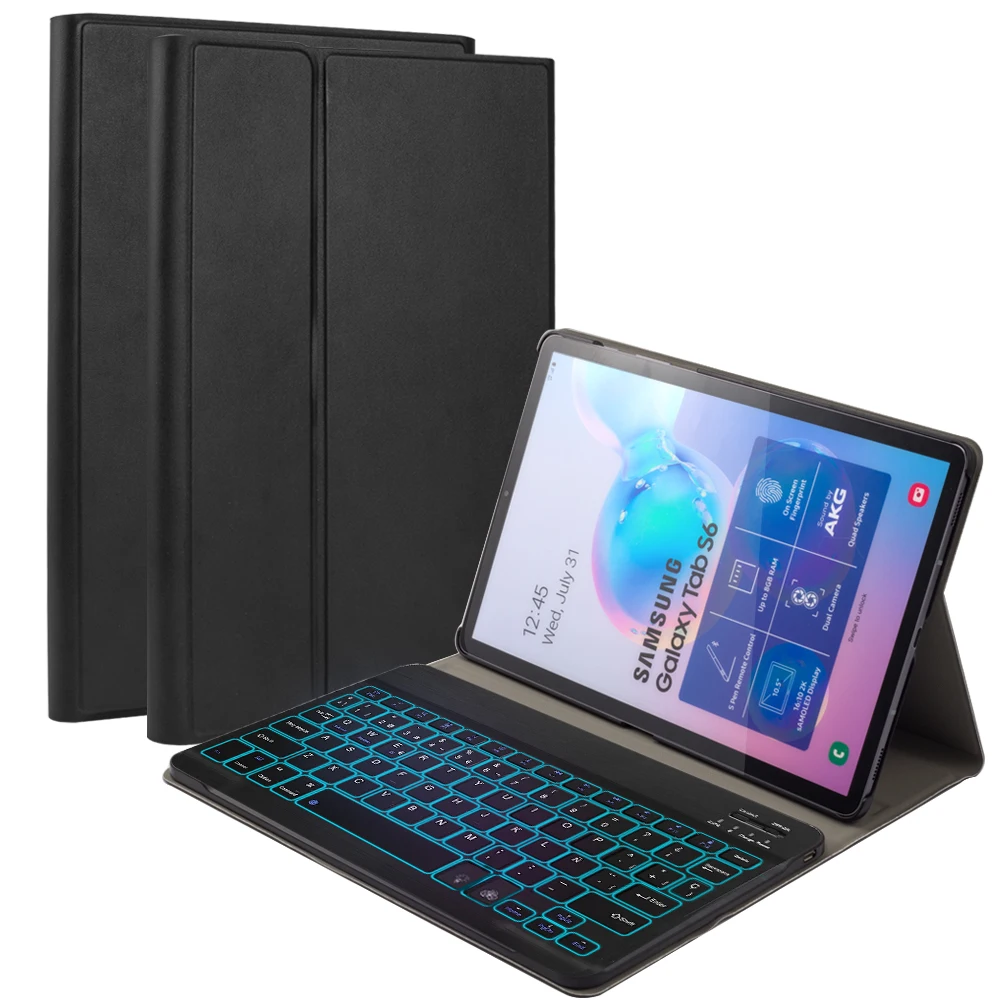 

For Samsung Galaxy Tab S6 SM-T860 T865 Tablet Bluetooth Colorful Backlit Keyboard with Millet Pattern Leather Case Shockproof