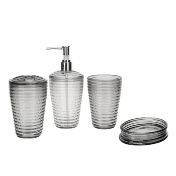 

4Pcs Plastic Bathroom Accessories Set Toothbrush Holder Soap Dish Dispenser Tumbler