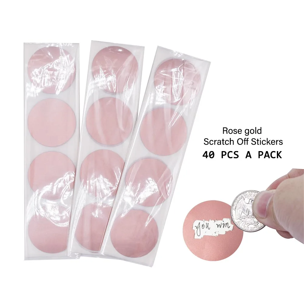 

40Pcs/pack Scratch Off Stickers 1.5inch Round Shape Pink Color Blank for Secret Code Cover Home Game Wedding Party Toys Stickers