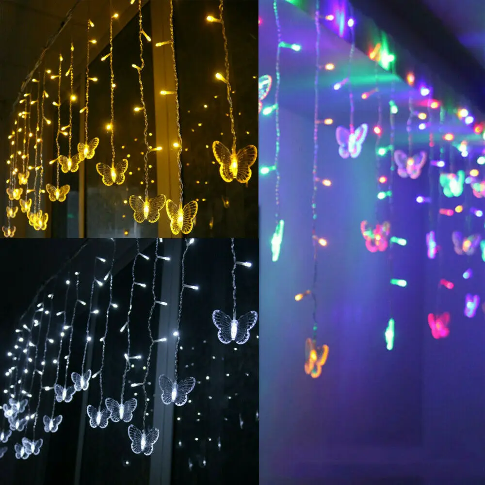 3 5 м 16 Бабочка LED шторы Рождественские огни свадебные Водонепроницаемый вечерние