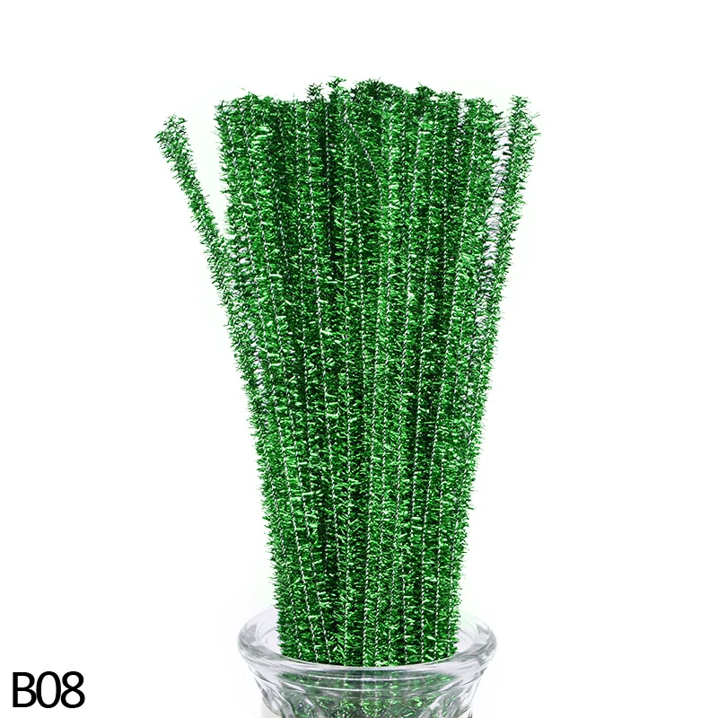 B08 100 шт./лот, цветная блестящая крученая палочка для рукоделия, ручная работа, мягкая фетровая полоска, витая проволока, палочки для детей, развивающие креативные игрушки - Цвет: B08