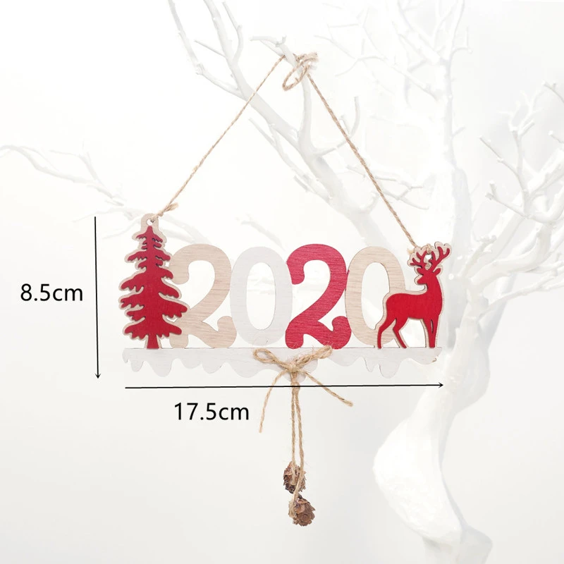Год натуральное Рождественское дерево ремесло Рождественская елка орнамент деревянная подвеска Украшение Noel Decora Adornos De Navidad подарок - Цвет: 2020