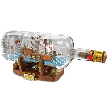 

1078Pcs Light Technic Idea Ship Boat In A Bottle Compatible lepining 21313 Playmobil Building Blocks Bricks Toys for Children