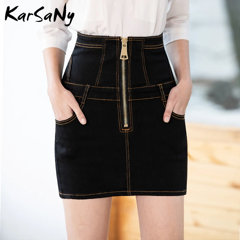 plus size black denim skirt