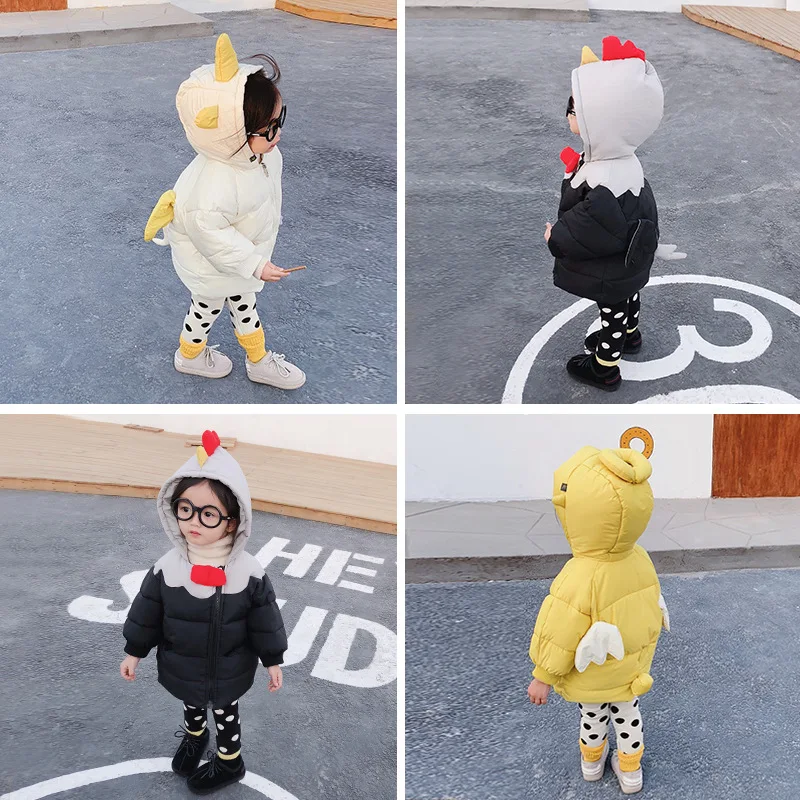 

Baby Boys Girls Hooded Jacket Coat Warm Thickening Kids Outwear Coat Costume Moving small wings Solid Children Clothing 1-6Y